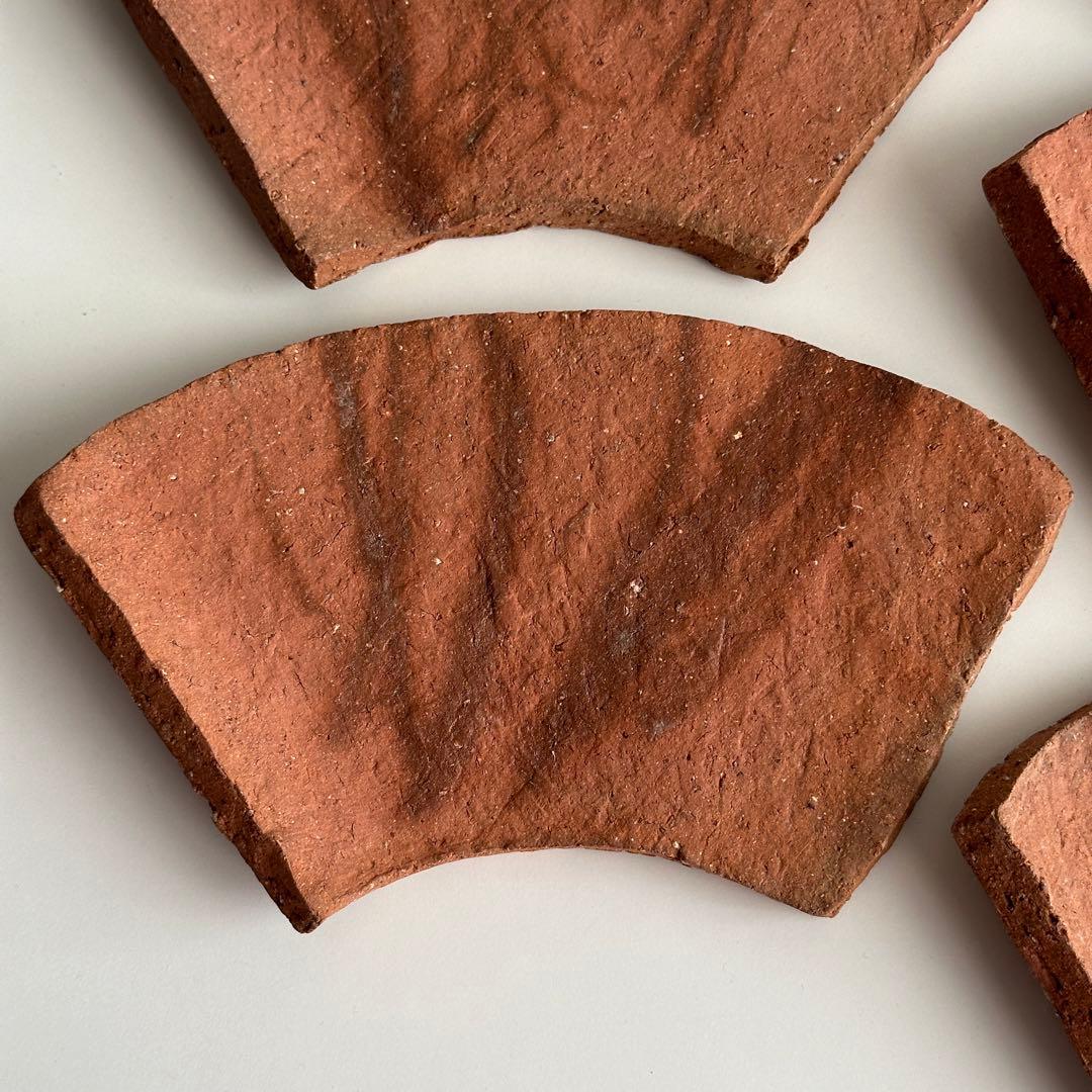 各見政峯 備前 皿 緋襷 扇面皿 5枚 共箱