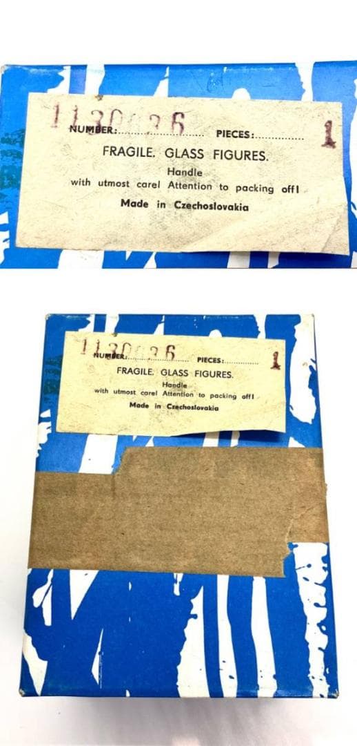 ★FRAGILE,GLASS,FIGURES ガラス製 人形 双子 ヴィンテージ
