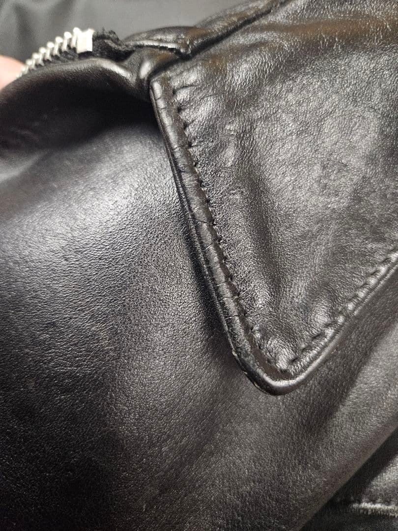 ショット　ブラックレザーシングルライダースジャケット642 サイズ40