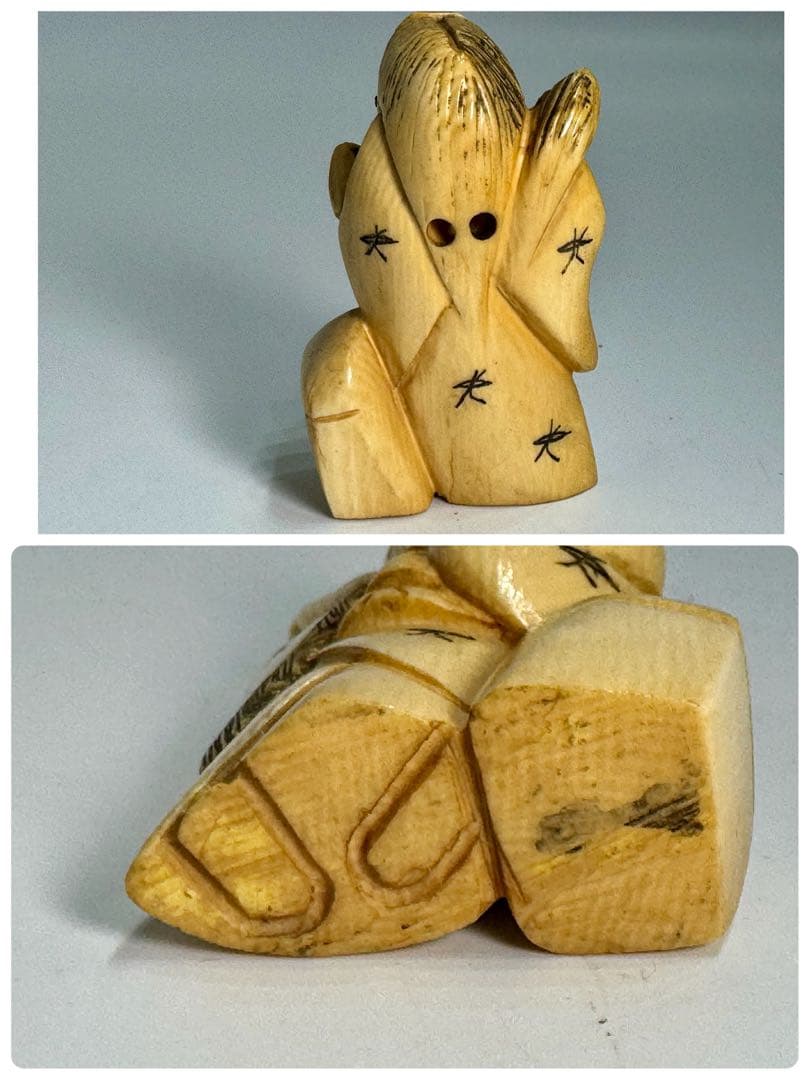 時代【 玉山 】造 細密彫刻 天然素材 牙 根付 からくり顔 僧侶他８体まとめて