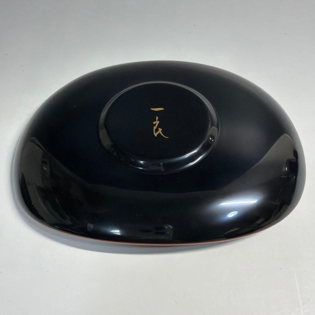 輪島塗 真塗 爪紅 桔梗蒔絵 茶托 桜井一良 造 作家物 落款あり