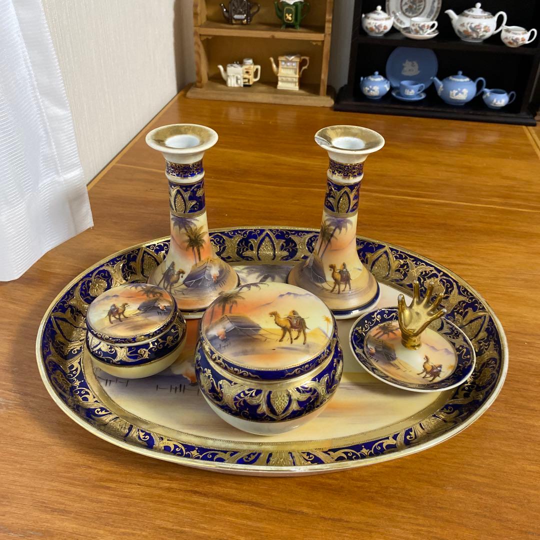 希少　銘品オールドノリタケ　マリオンキャメル　ドレッシングテーブルセット　難あり