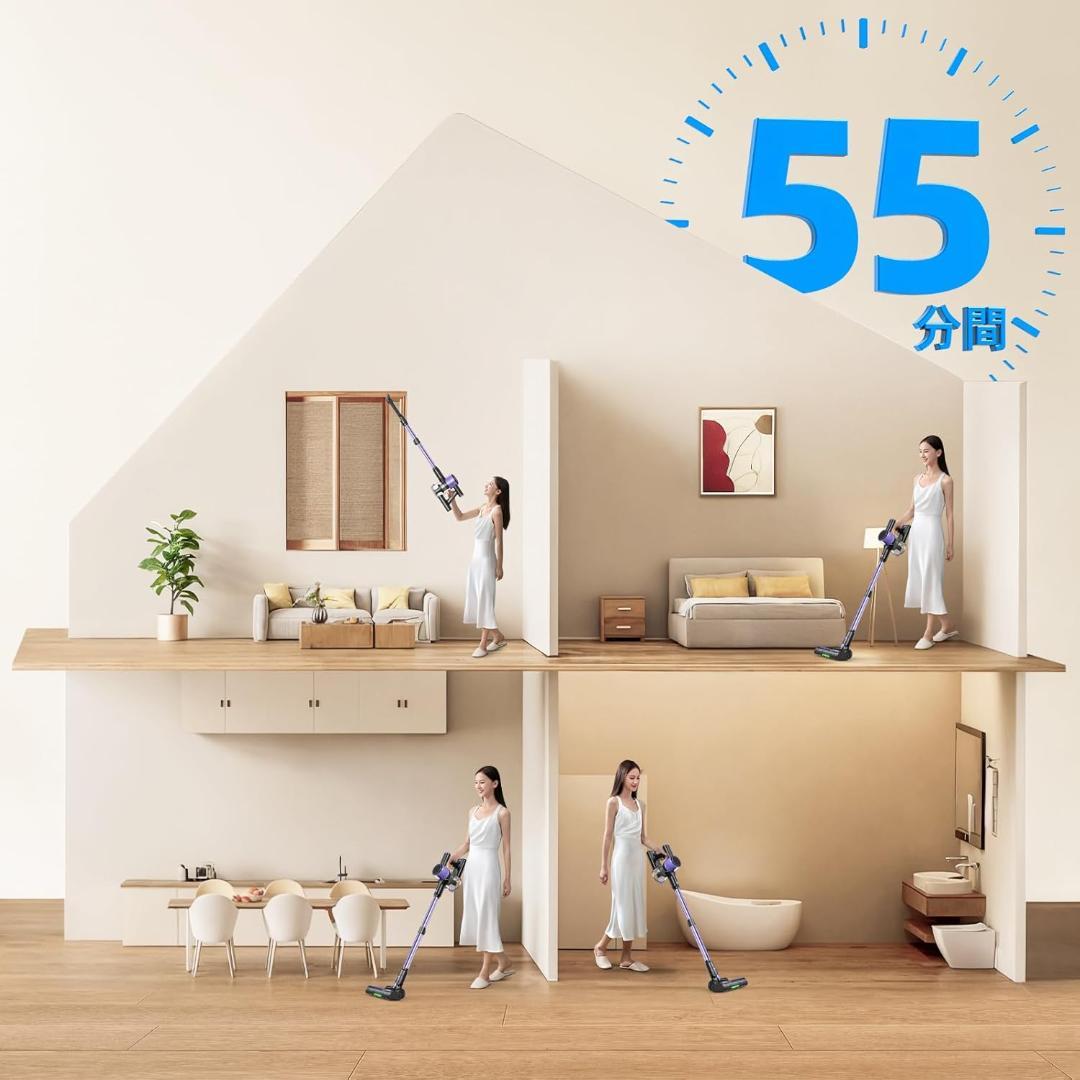 ✨1点物✨掃除機 コードレス 着脱式バッテリー HEPA多重濾過 PSE認証済