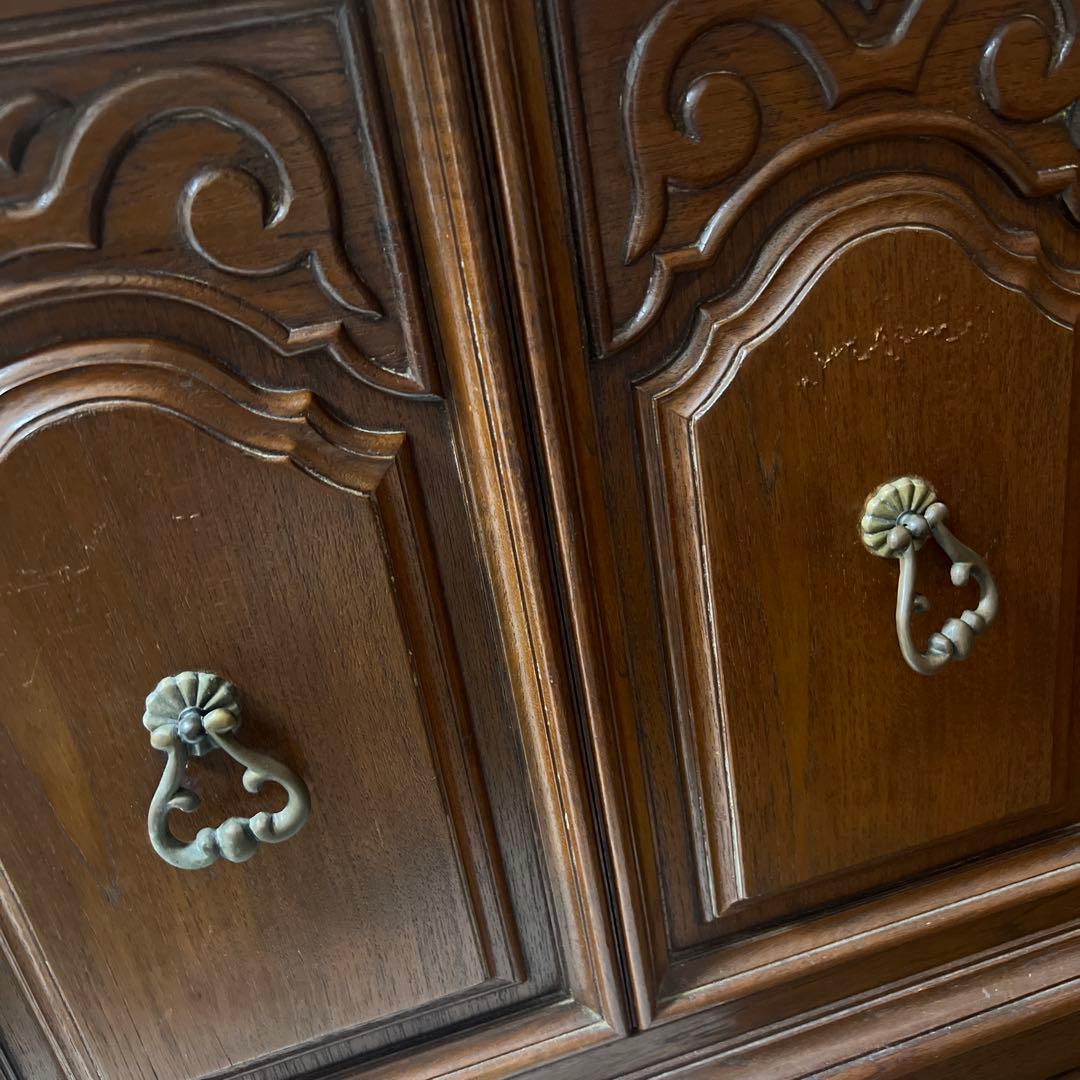 アンティーク　テーブル付き　キャビネット