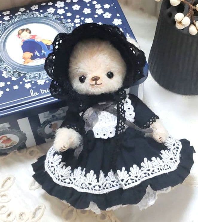 ユ*リ様 ハンドメイド テディベア ラティニティアルパカ ローズ色 ゴスロリ系