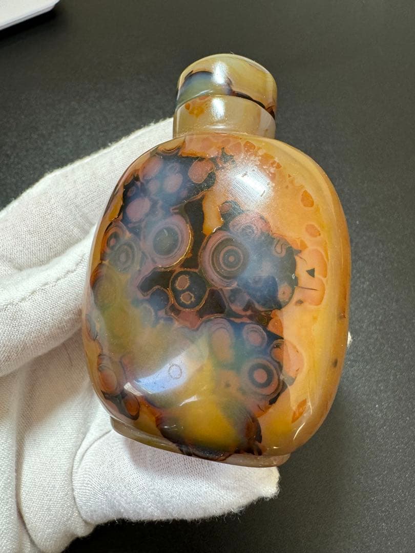 清時代 鼻煙壺 瑪瑙独特な天然模様 細工 中国美術 コレクション 天然石 骨董