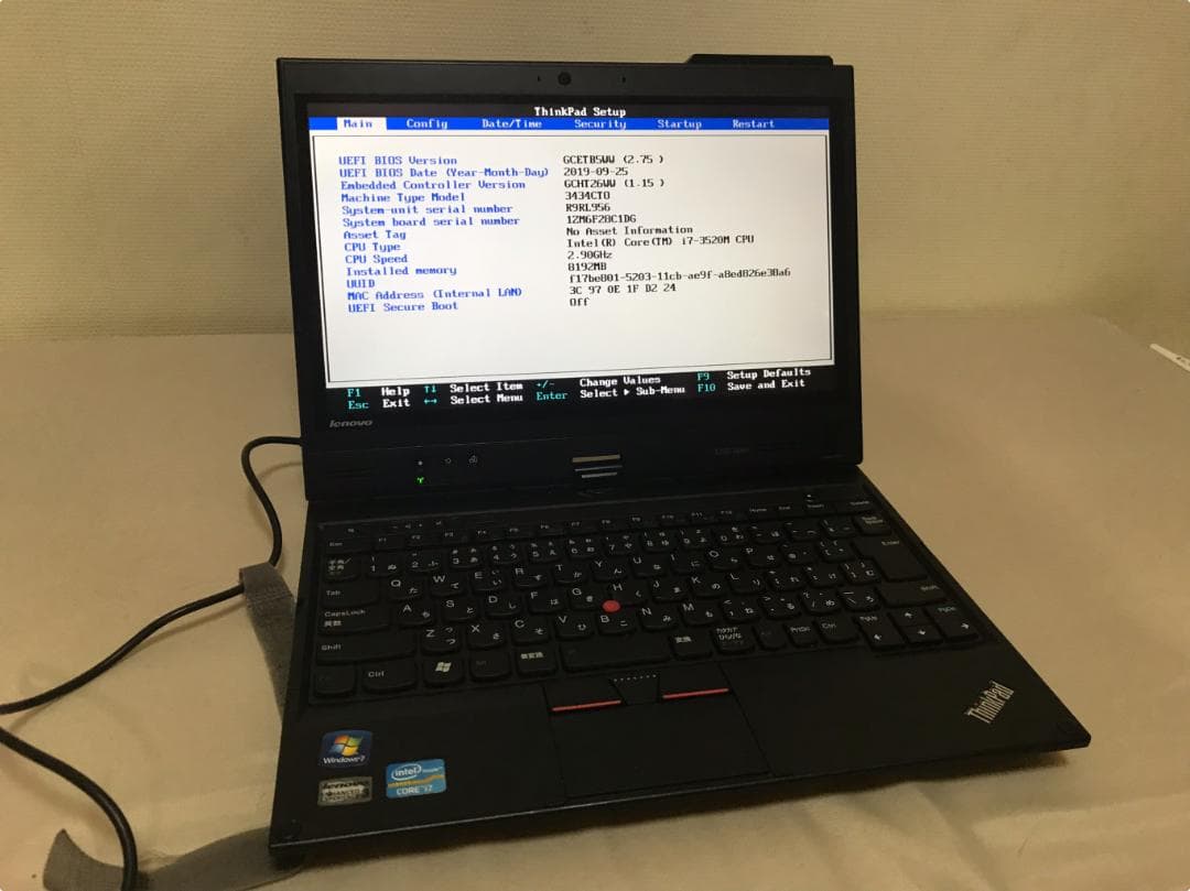 ThinkPad X230 Tablet 通電 BIOS起動OK ジャンク扱い