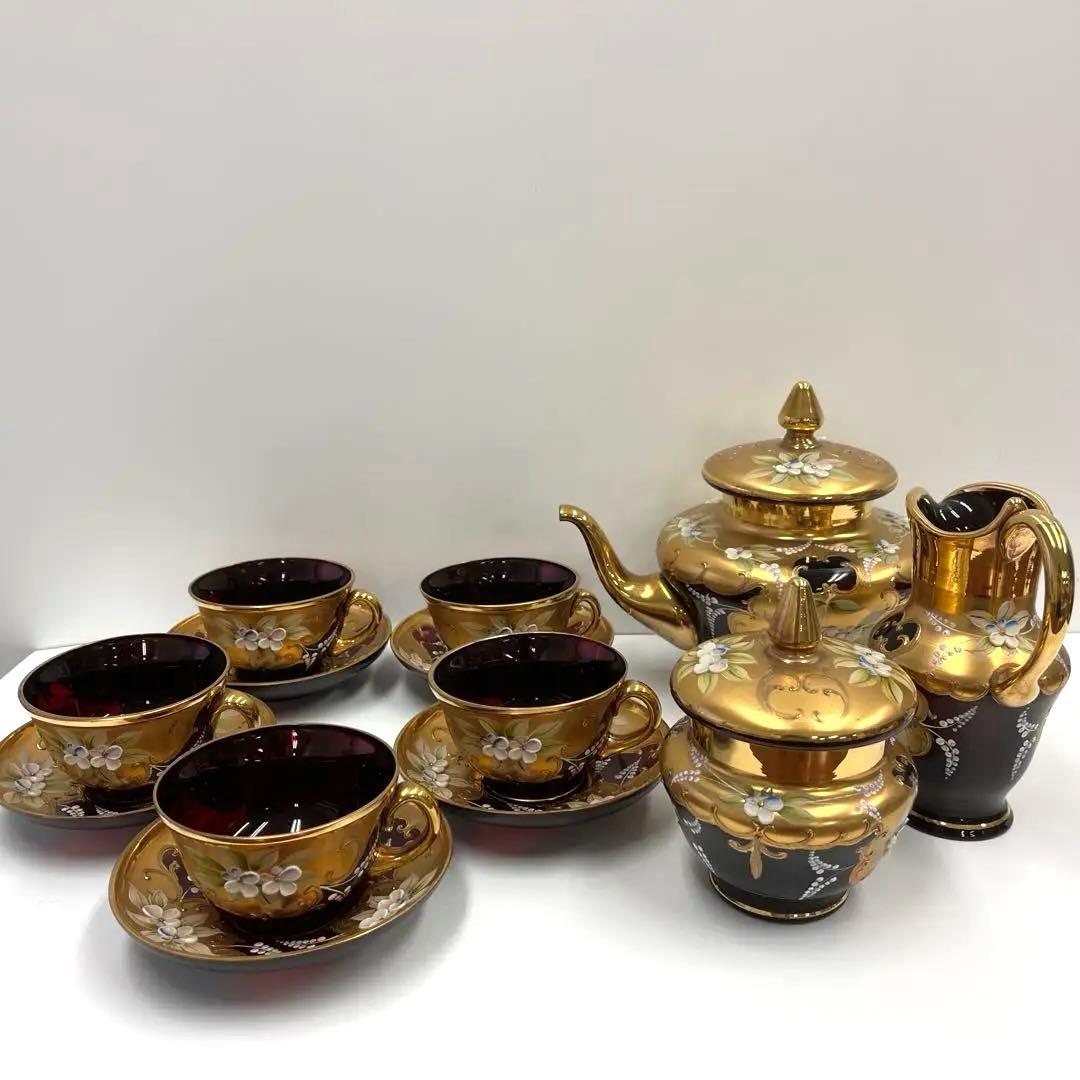 ムラノガラス　ティーカップセット　13点セット