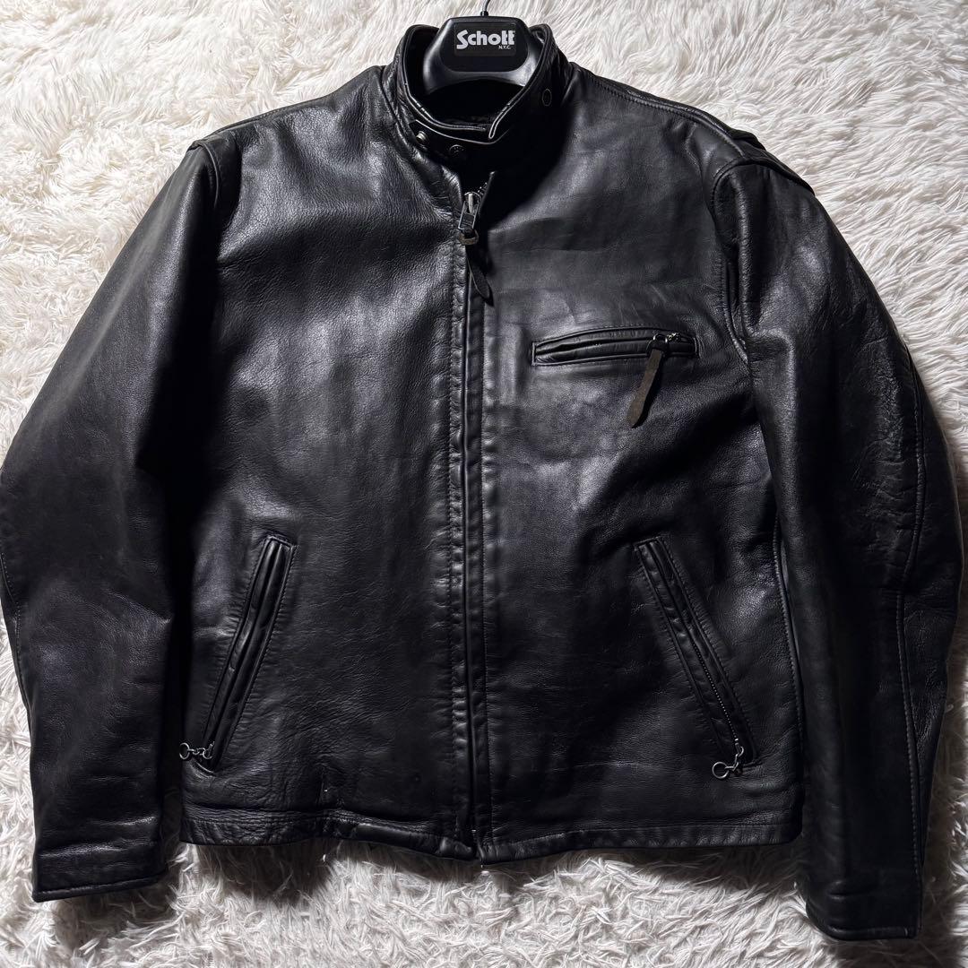 コ*ウ様 【米国製】schott ライダースジャケット　シングル　ブラック　本革