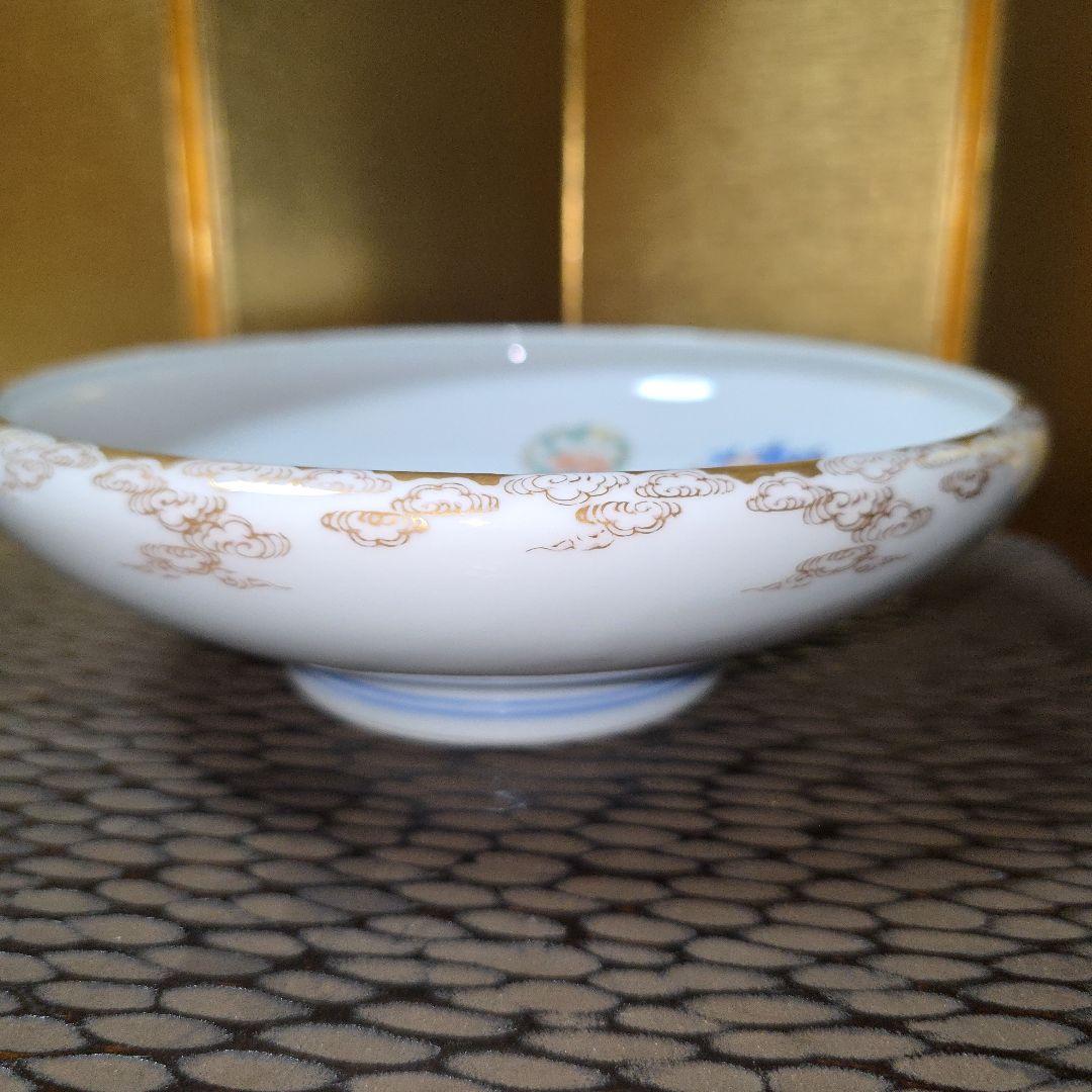 深川製磁　希少　オールド深川　染錦花丸紋　高台鉢　菓子鉢　盛り鉢