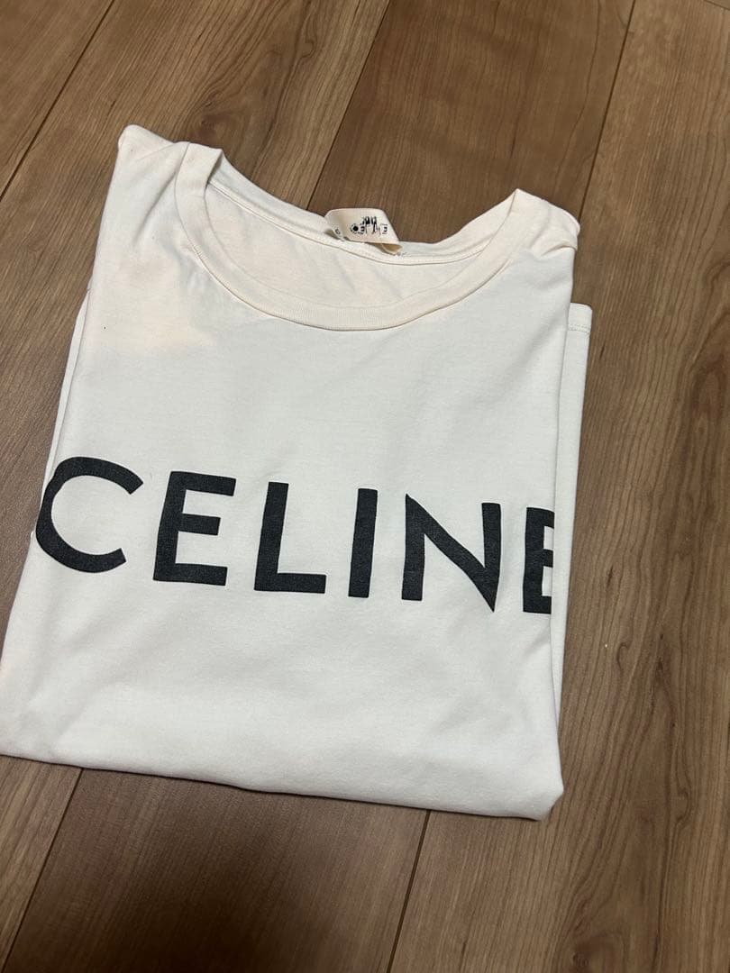 CELINE ホワイト Tシャツ ロゴ入り