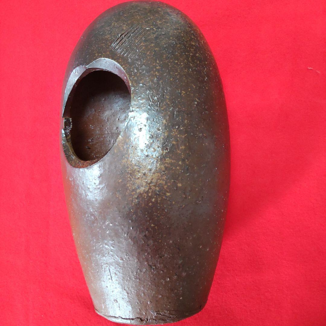 備前焼楕円花入れ/共箱