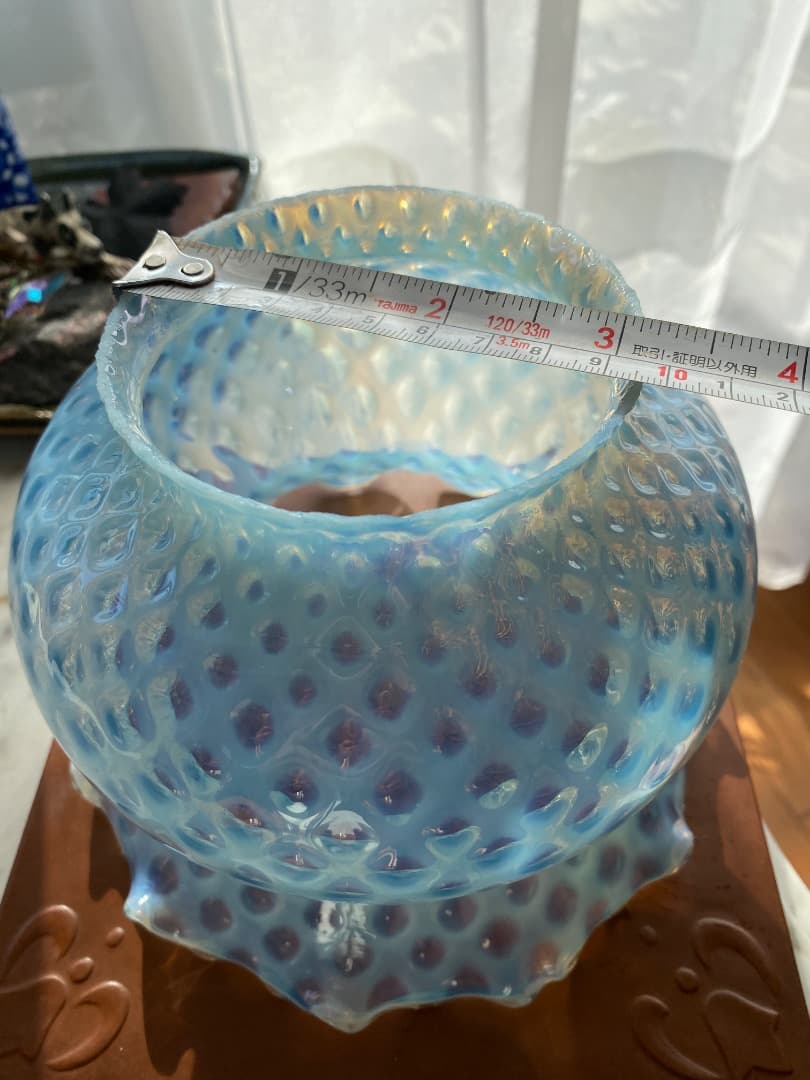 OLD FENTON 　ドット　ブルー　オパールセント ガラスシェード