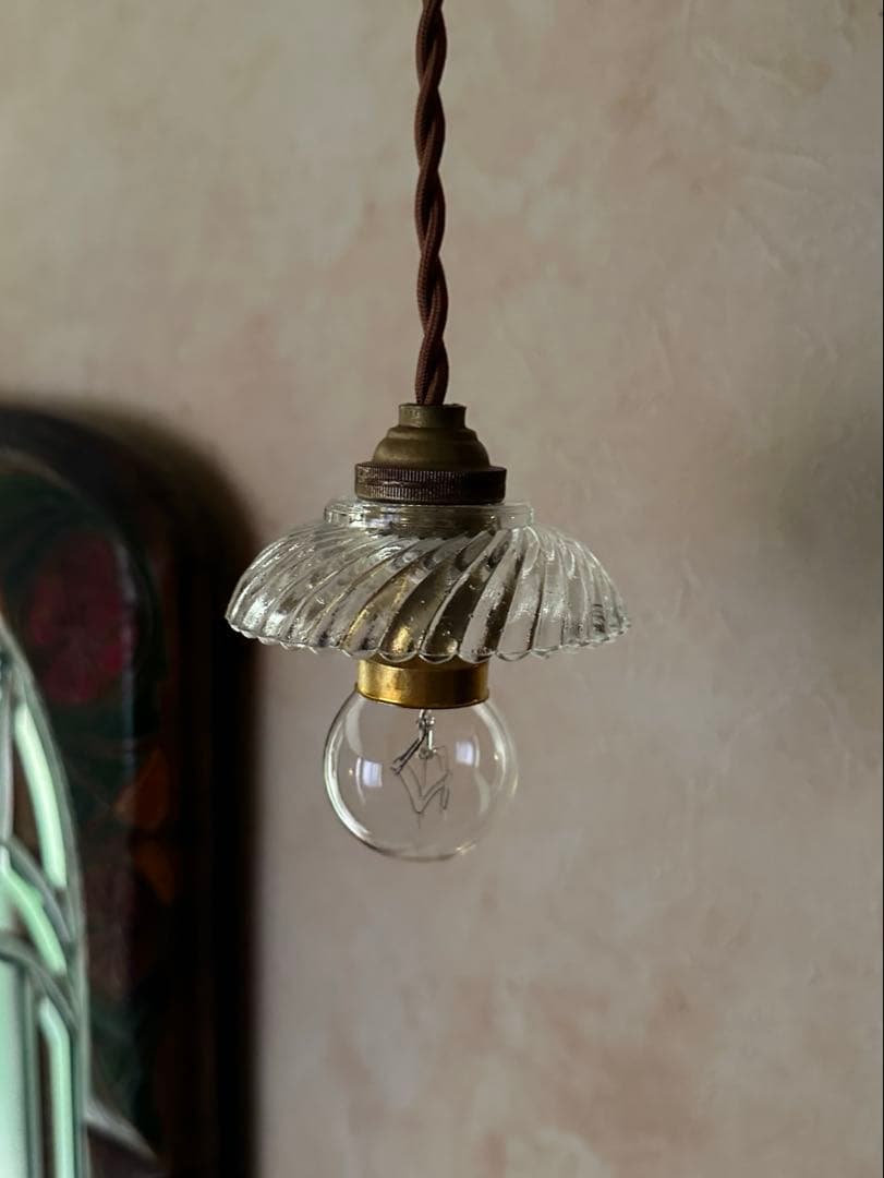 1920年代 フランス アンティーク 螺旋模様の可愛らしいアトリエランプ＊