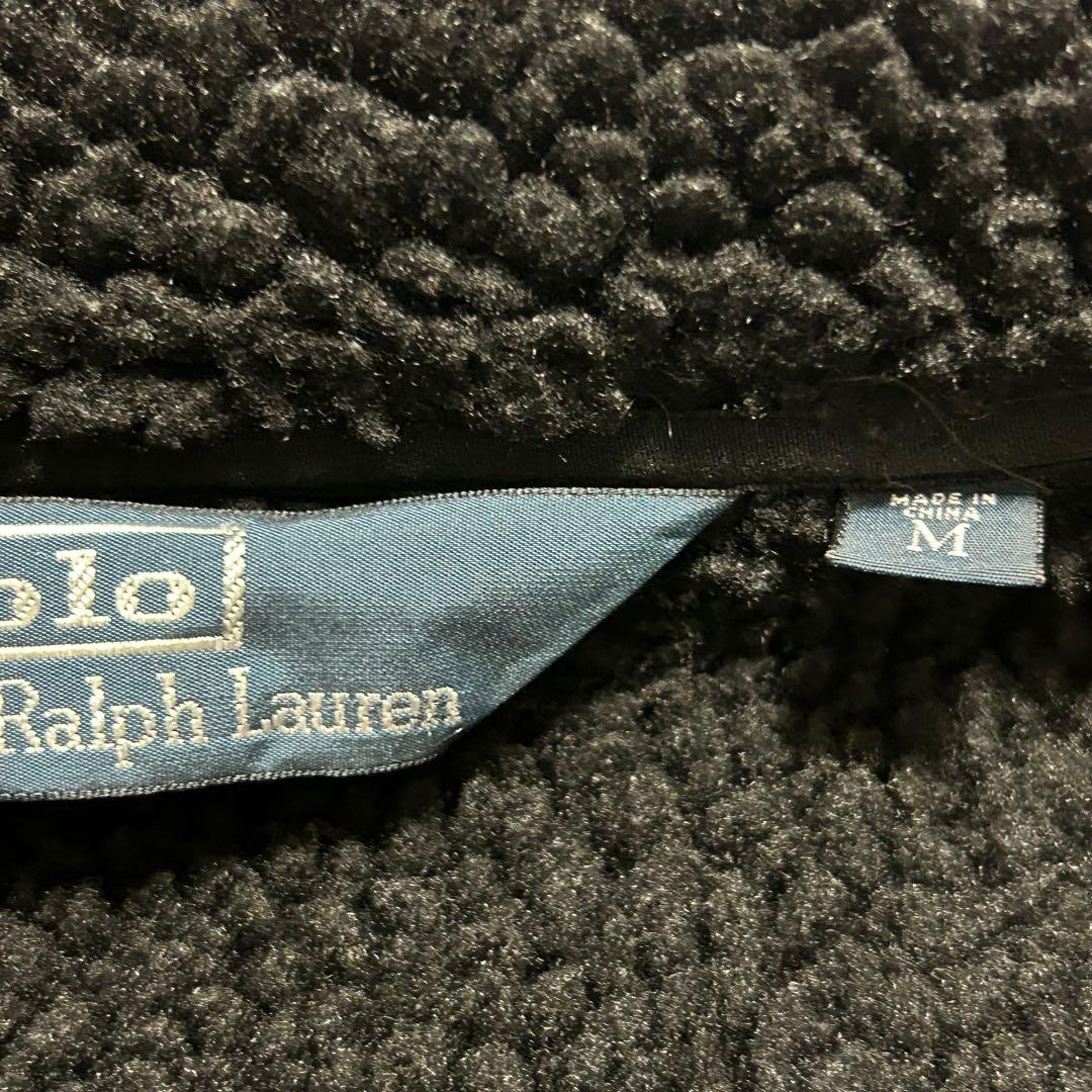 ポロ・ラルフ・ローレン フリースジャケット 黒 裏ボア