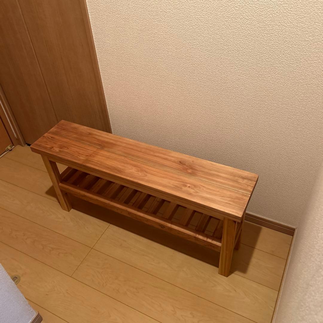ハンドメイド　玄関ベンチ　ベンチ　飾り棚　サイドテーブル　木製家具