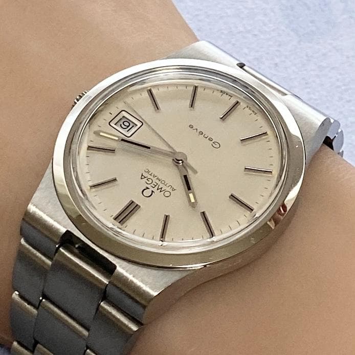 OH済 オメガ ジュネーブ 純正ブレス ステンレス シルバーヘアライン 自動巻き