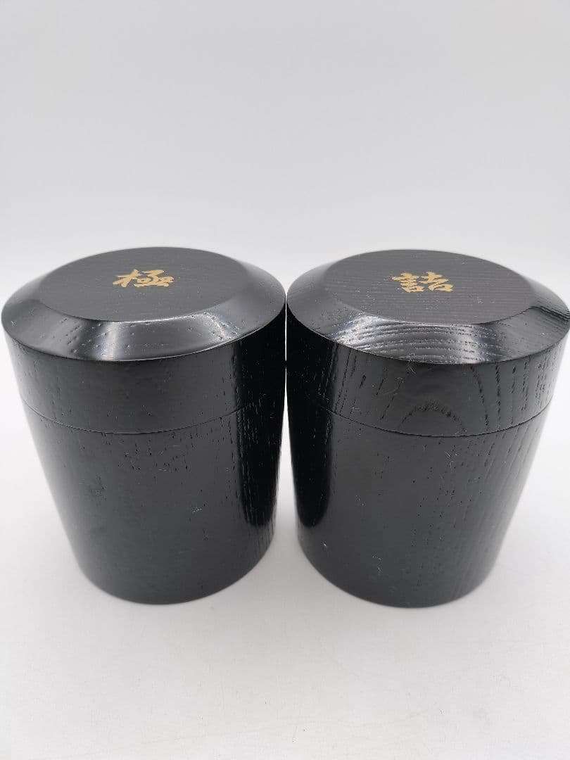 c760 詰棗 一双 木製掻合　挽家 詰茶入　茶道具 古物