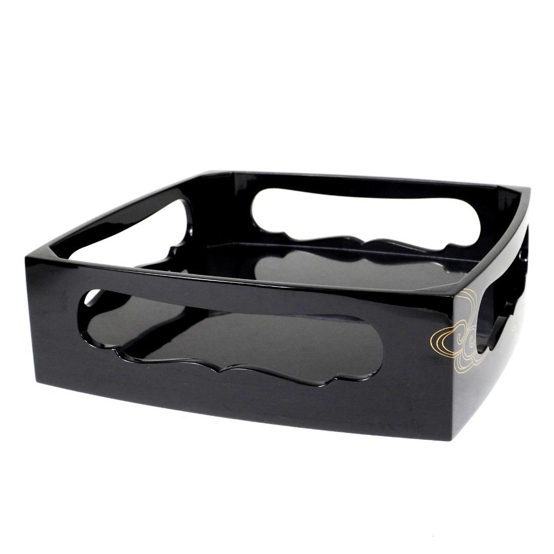 【まり】清光堂造 能登輪島塗 花筏蒔絵 四段重箱 台付 共箱