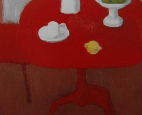 柴田賢治郎、【赤いテーブルの静物】、希少な額装用画集より