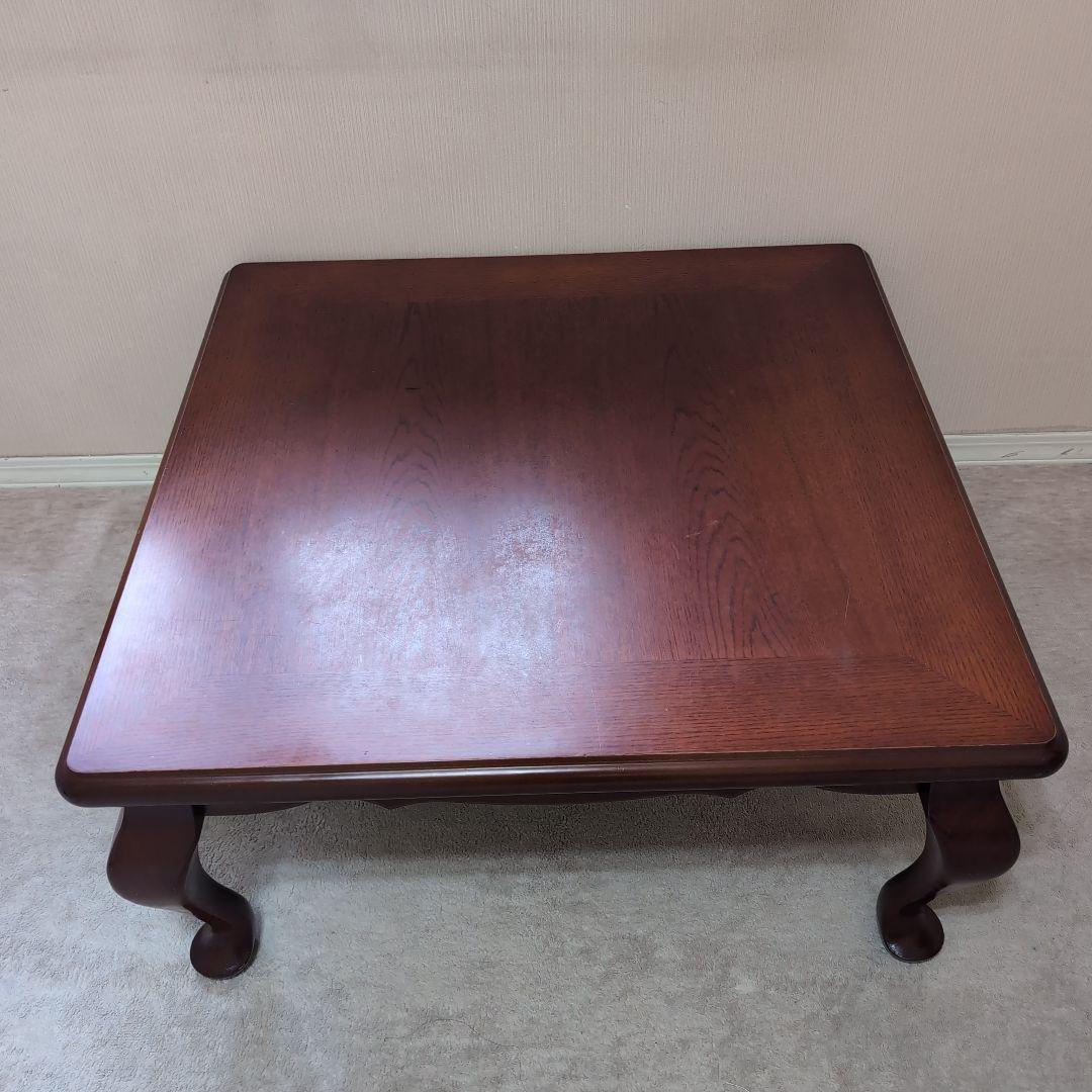 猫足 木製正方形こたつ ブラウン