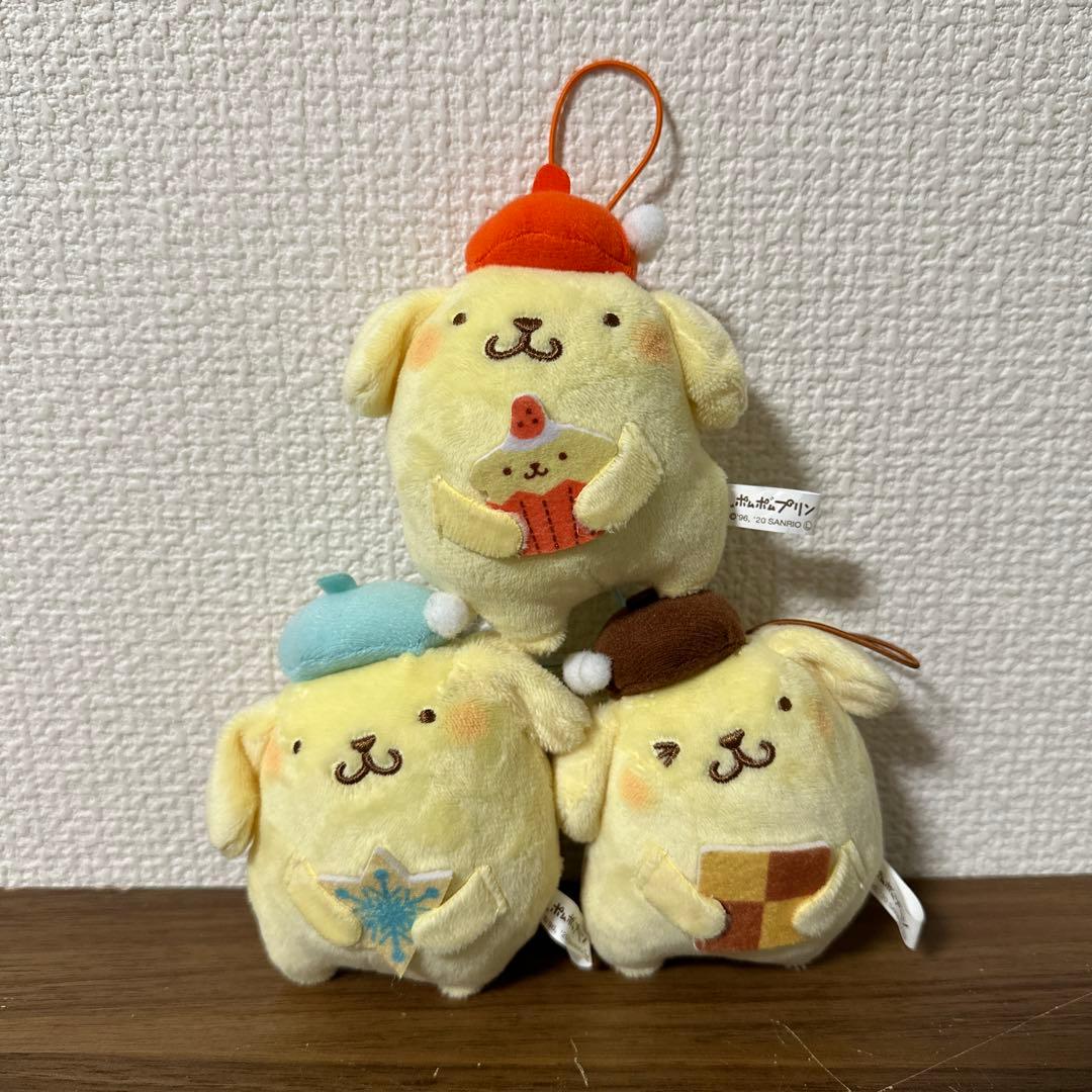 【希少・3個セット】　サンリオ　ポムポムプリン　冬のすいーつプリン　マスコット