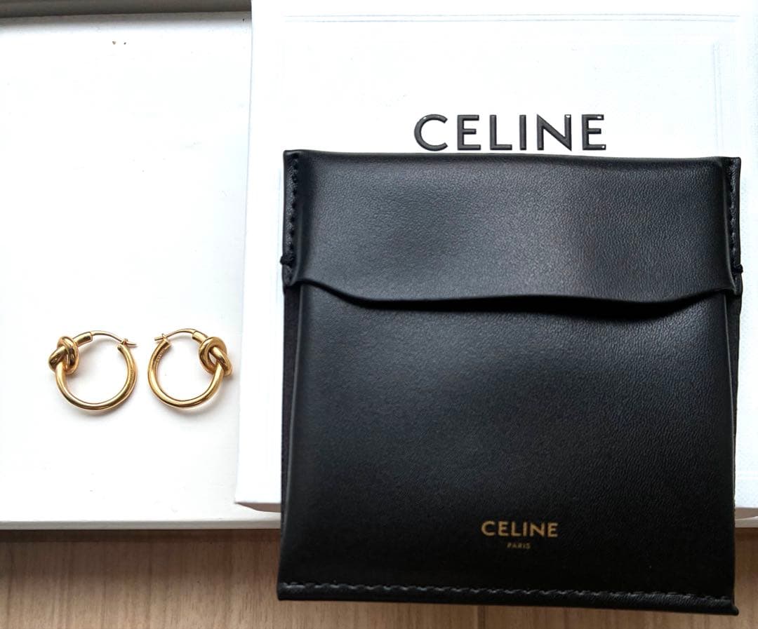 CELINE ノット スモールフープ ピアス ゴールド SCA1224 両耳