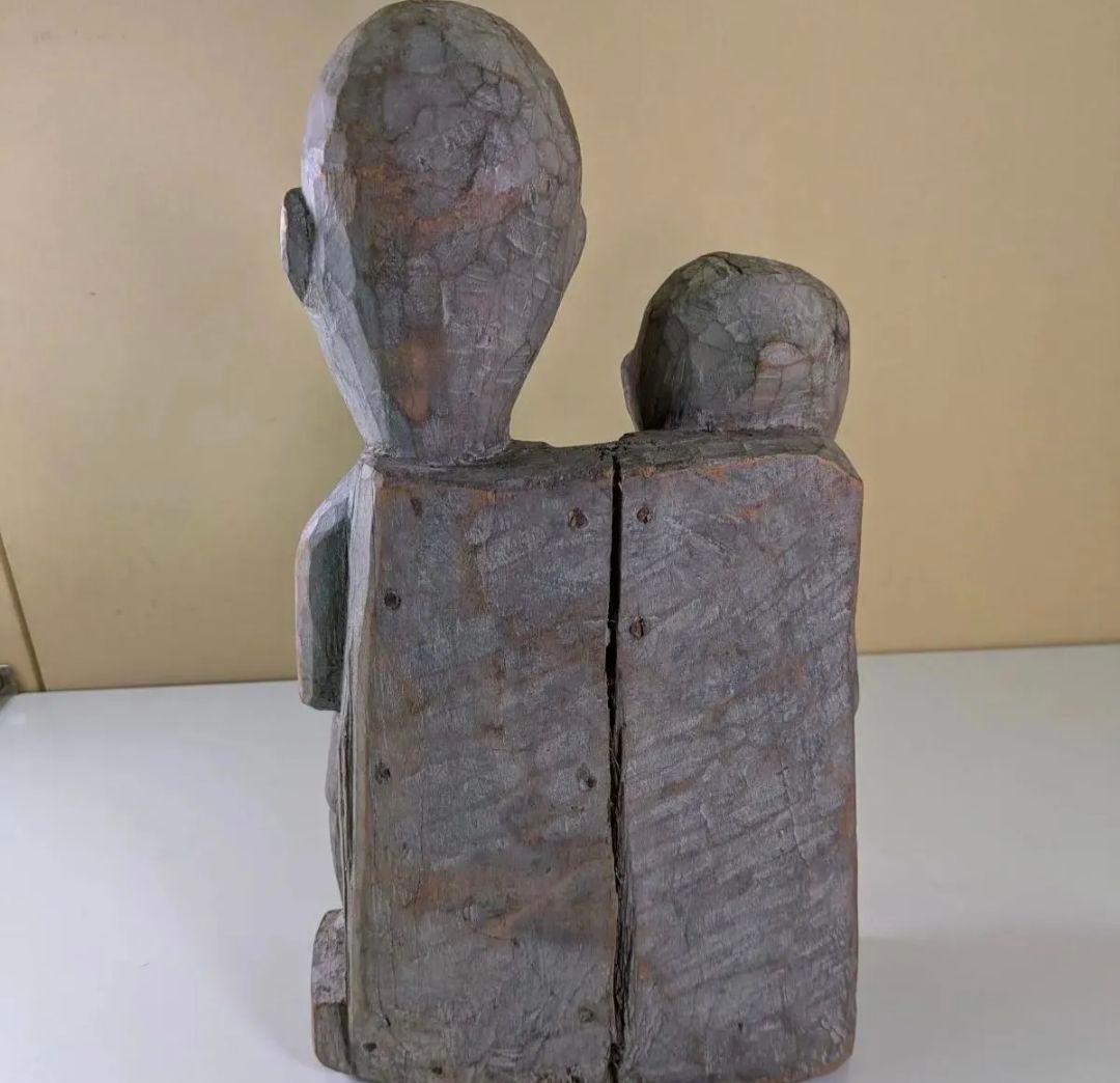 一点物　希少　夫婦　置物　木彫り　民族　一刀彫　オブジェ
