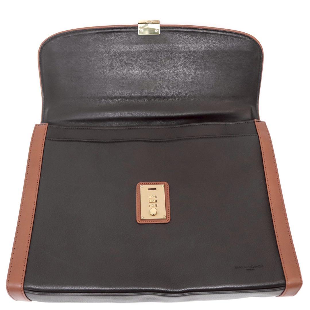 バレンシアガ ブリーフケース ペイズリー柄　レザー ロゴ型押し 黒