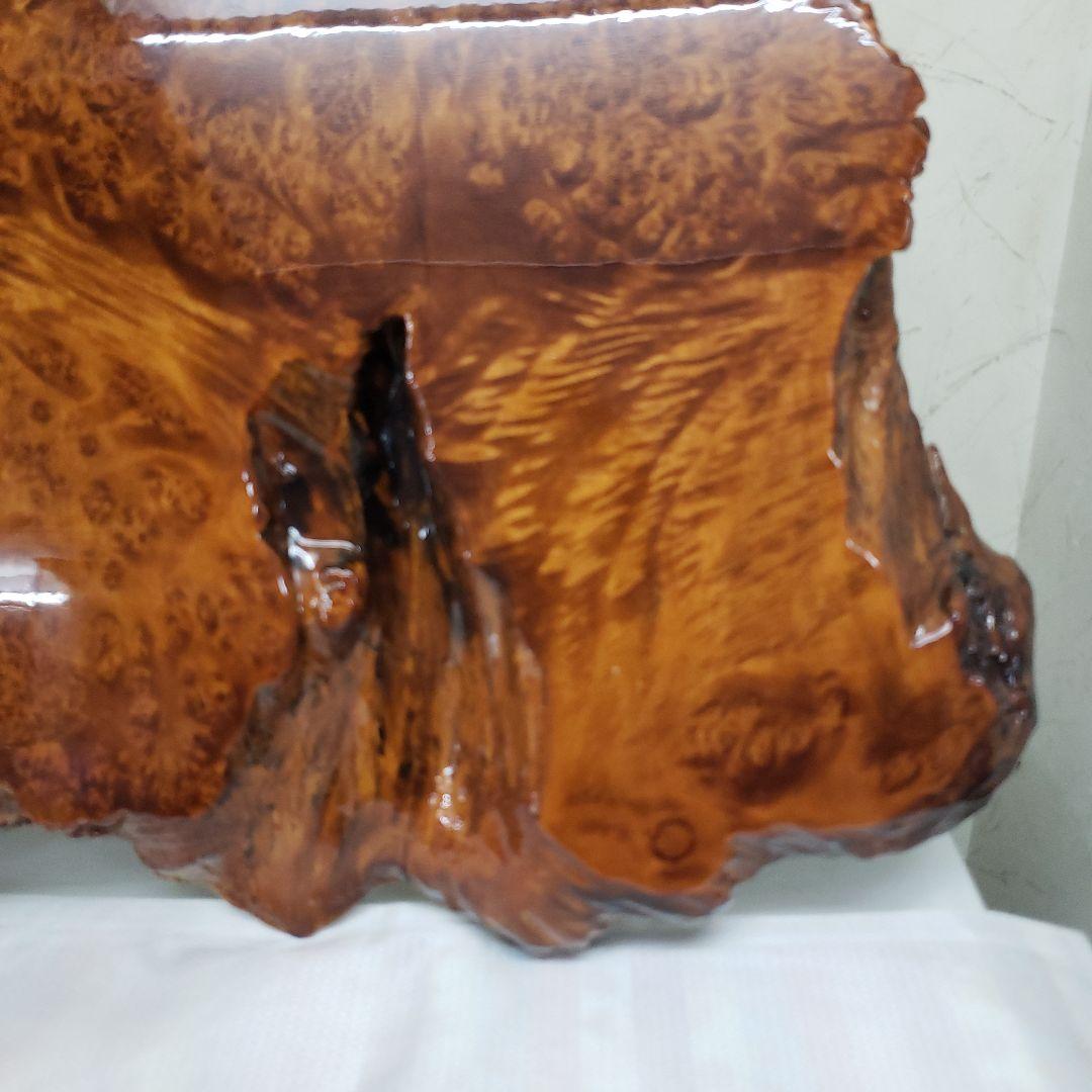 蔵出し特価　玉杢花台　花梨こぶ木製テーブル 自然な形状 光沢仕上げ