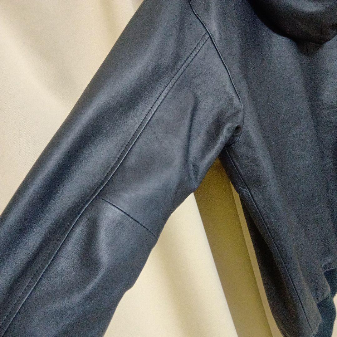 Schott レザーフルジップパーカー ネイビー Lサイズ