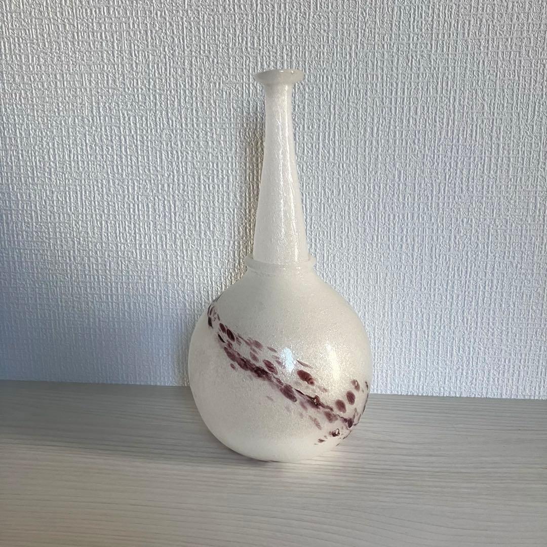 1【倉敷ガラス】小谷眞三 白一輪挿し