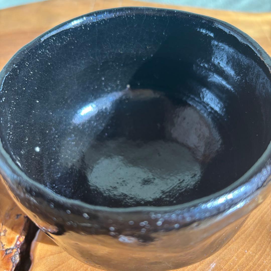 佐々木松楽 黒楽茶碗 楽焼 「銘 佳日」抹茶碗 茶道具　共箱(309Bc)