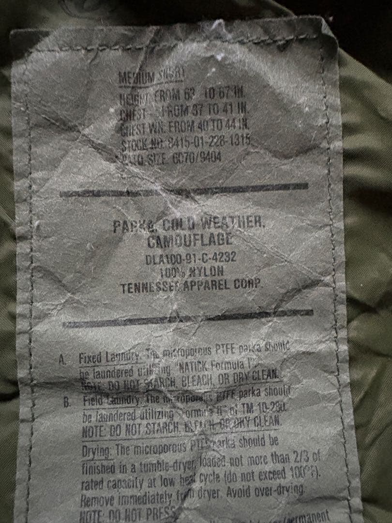 M-S米軍実物ECWCS Gen1 1st ゴアテックスパーカーu.s.army