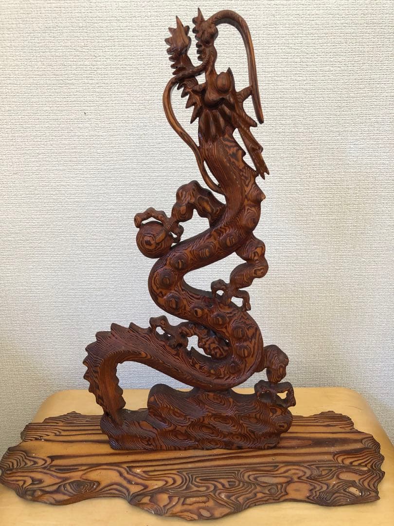 昇龍　置物　木製木彫り　彫刻　オブジェ　屋久杉？