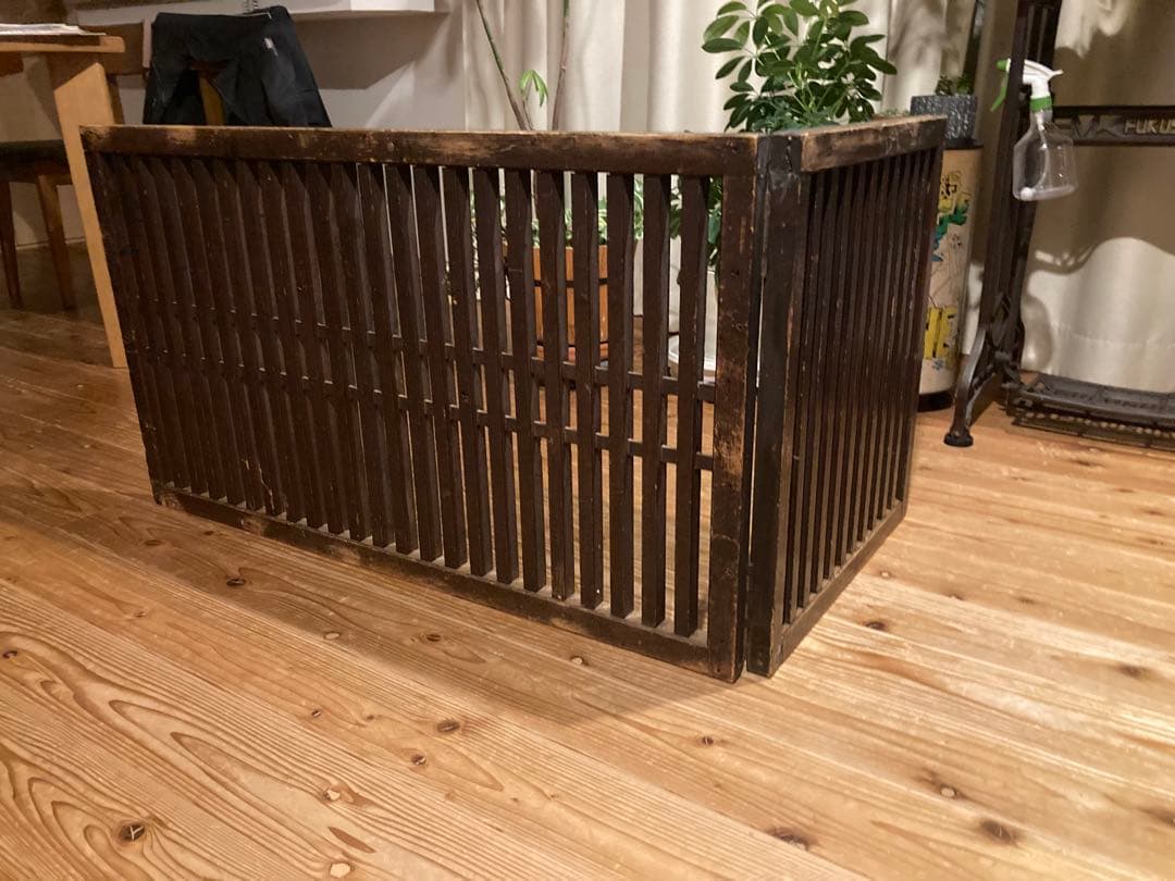 昭和レトロ　帳場格子２つ折り　ついたて　格子　 古道具　古民家