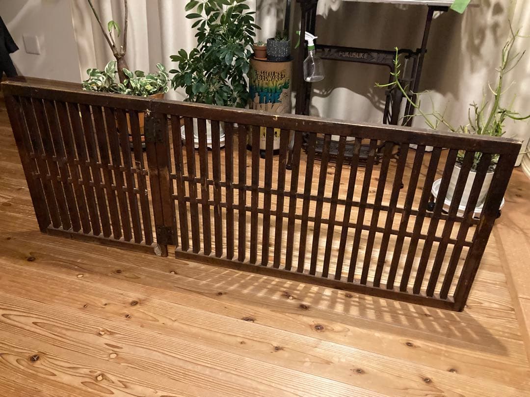 昭和レトロ　帳場格子２つ折り　ついたて　格子　 古道具　古民家