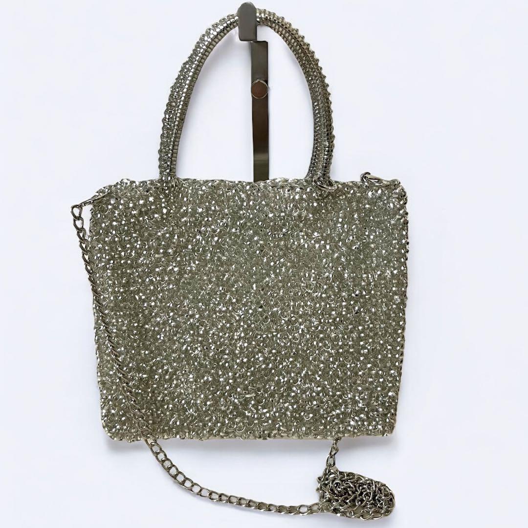 美品 アンテプリマ スタンダード スクエア ミディアム シルバー チェーン付き