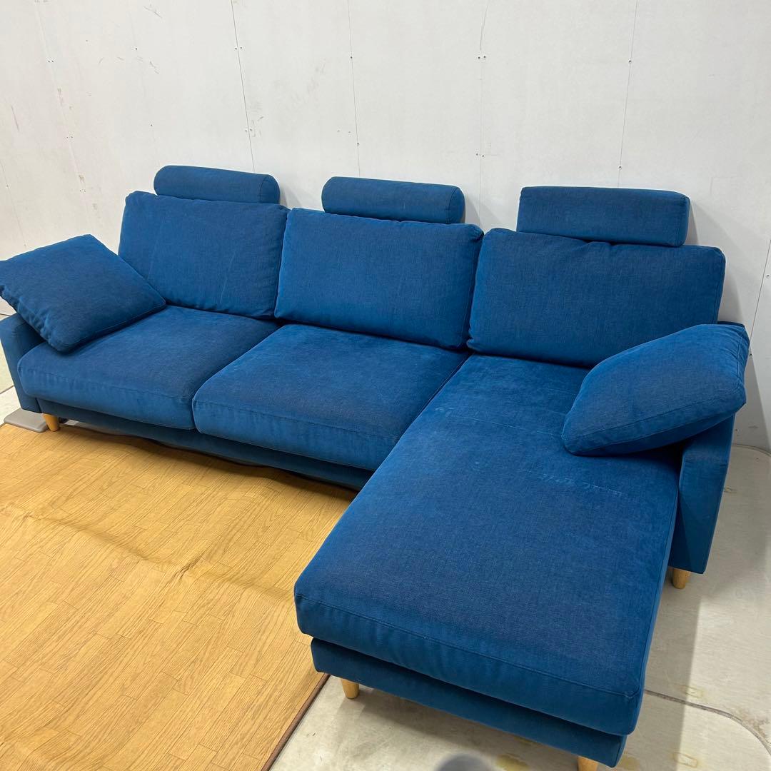 【ビー玉】ブロッコ　BLOCCO 3人掛け　カウチソファ　マリンブルー