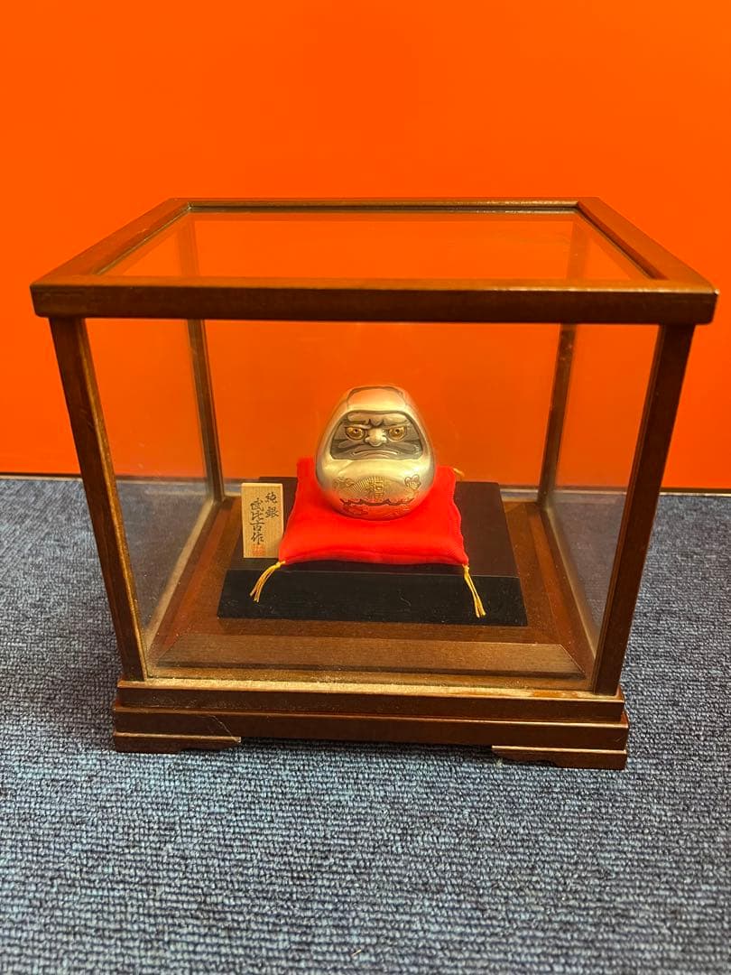 1198 純銀☆武比古作 ダルマ☆ケース入り 置物 福達磨 シルバー