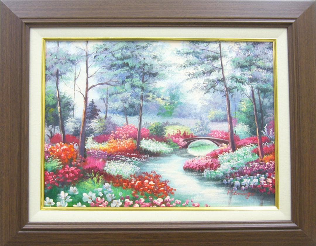 絵画 油絵 肉筆油絵 風景画 華の園