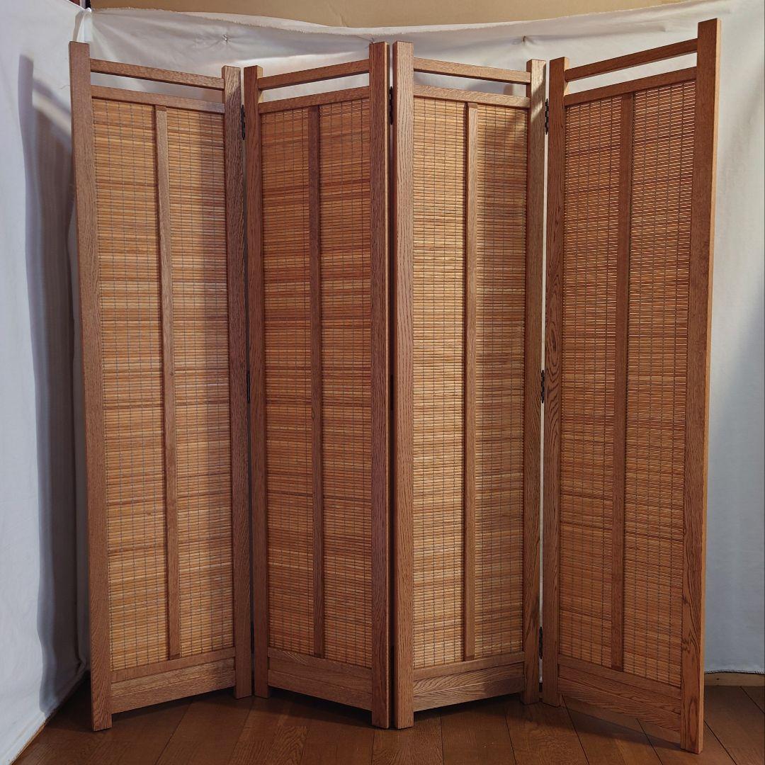 専用ページ特価価格4連パーテーション全て天然杢楢無垢材使用自然オイル塗装１台限定