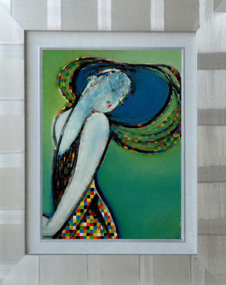 油絵 菅家令子 絵 絵画インテリア 額付(白) uF6-083511 人物 女性