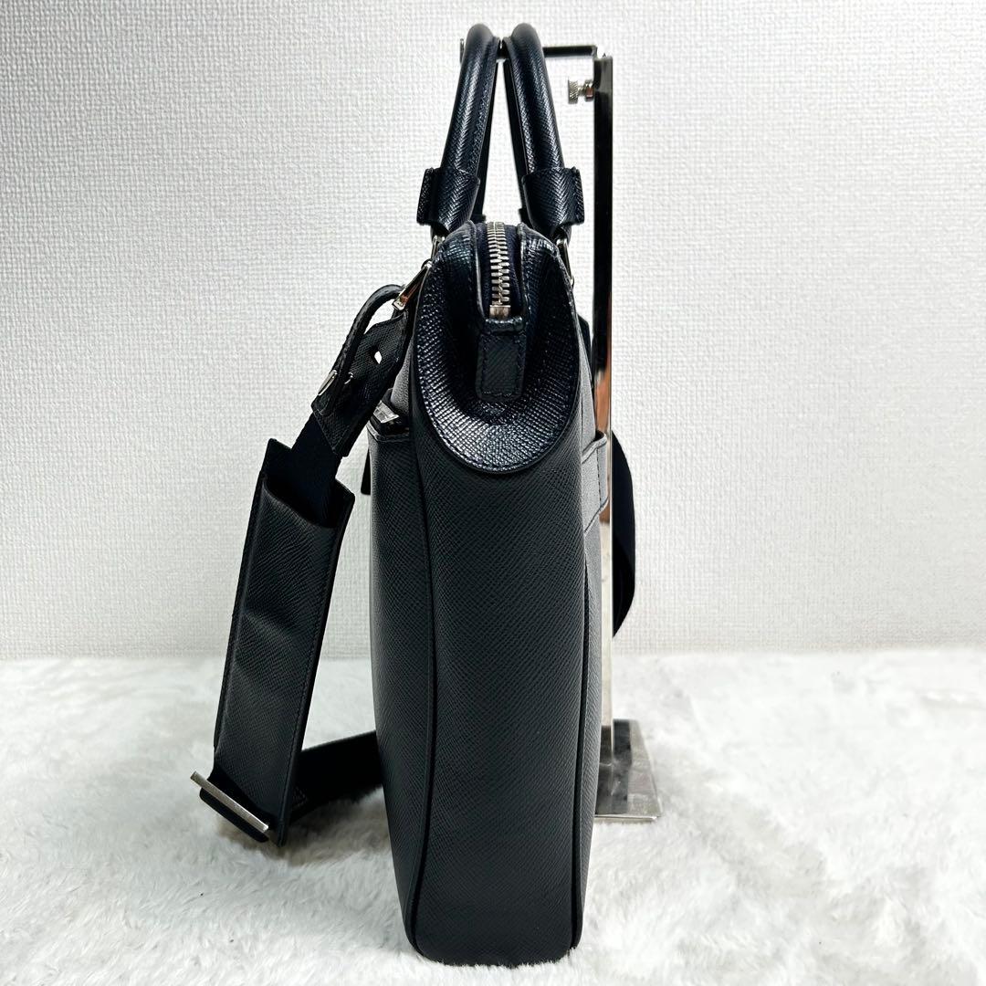 SERAPIAN サフィアーノレザー　牛革　2way ビジネスバック　紺色