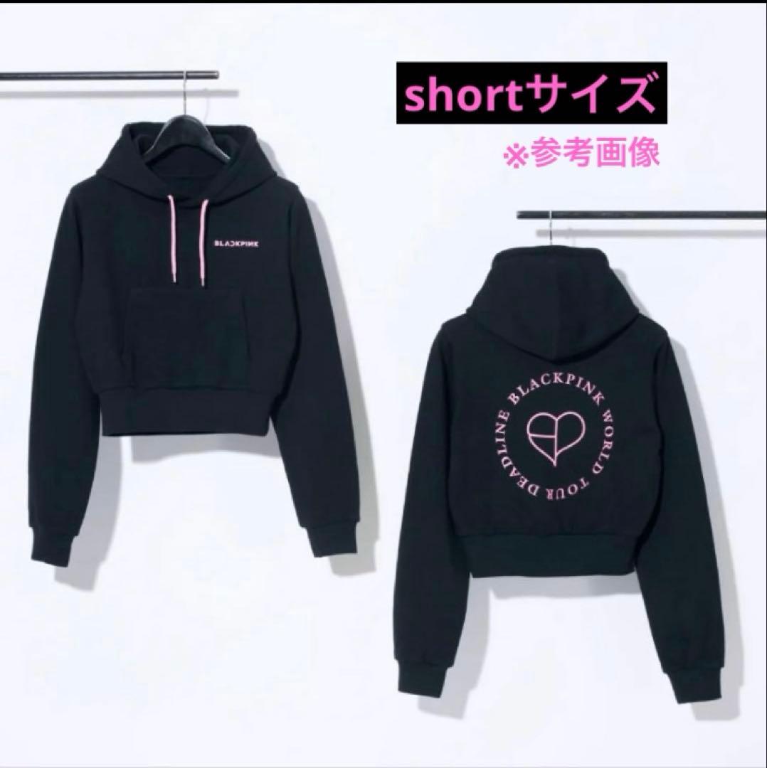 BLACKPINK DEADLINEプルオーバーフーディ　ブラック　ショート