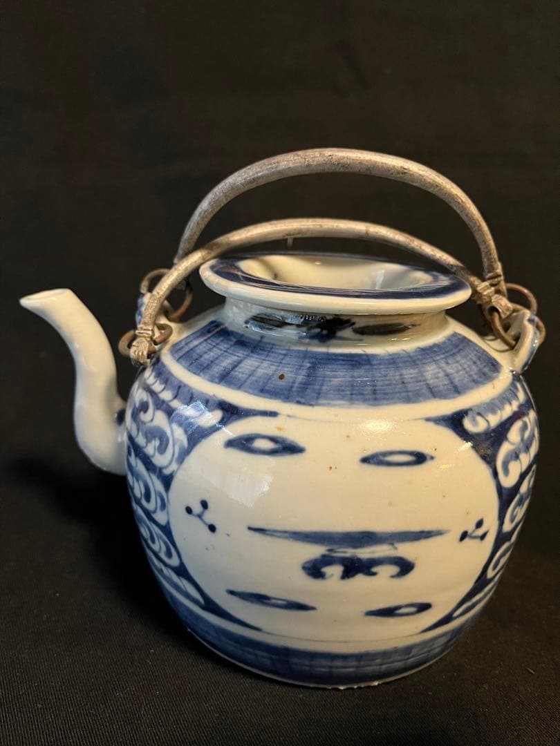 今激レア！中国 清 青花 染付 急須 蓋付 取手も良い 呉須見事