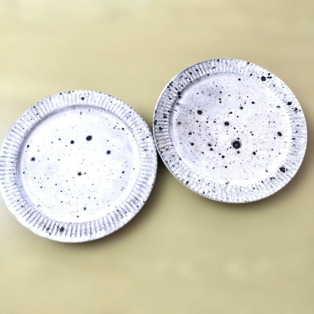 余宮隆　しのぎリム皿　7寸 2枚セット