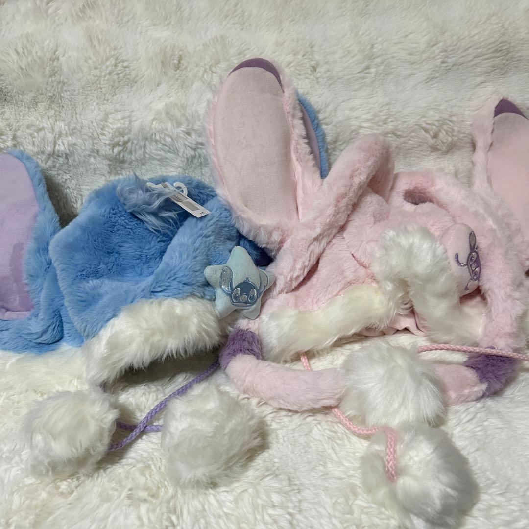 上海ディズニー　スティッチ　エンジェル　ファンキャップ　もこもこ　モコモコ　新品