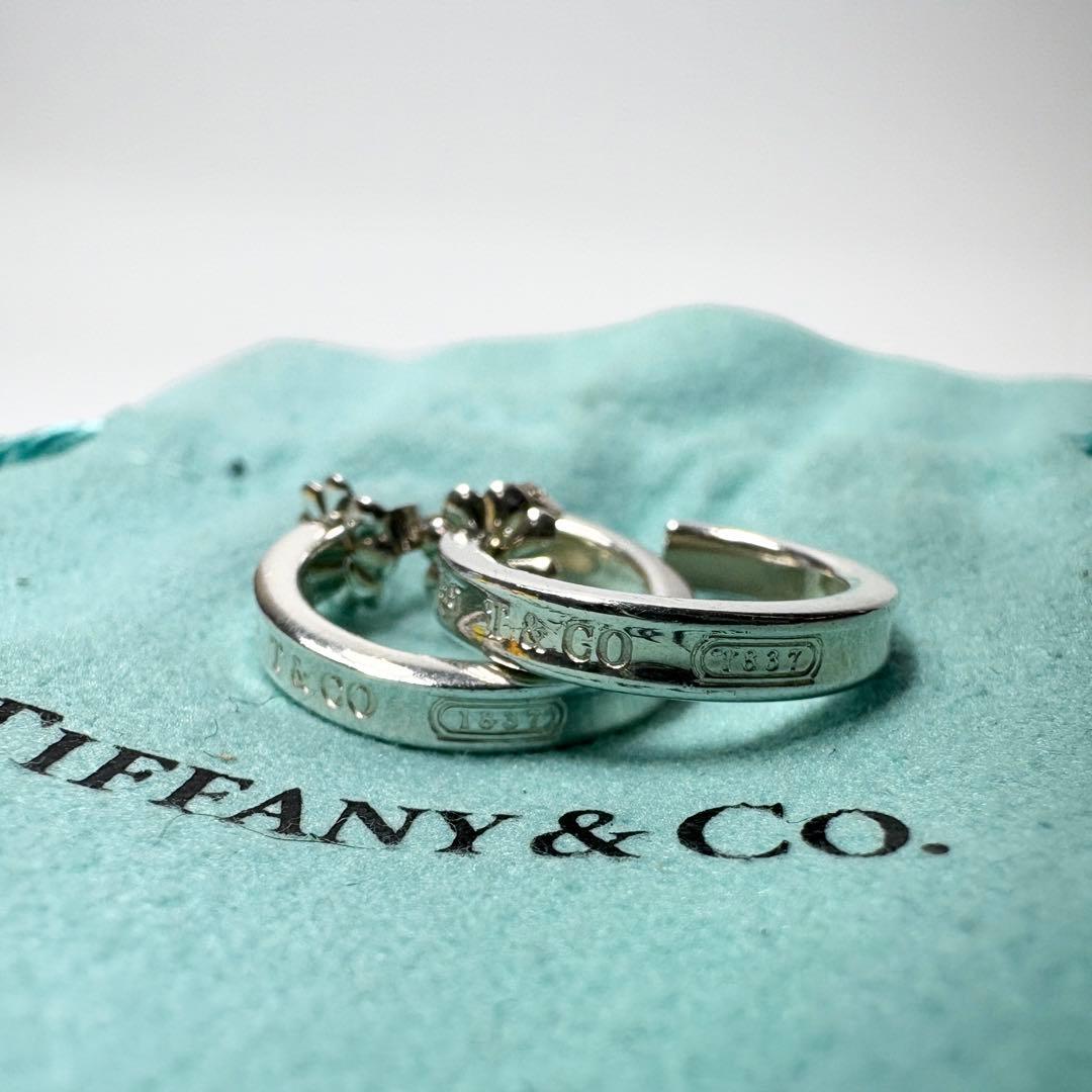 ティファニー　ナロー　フープピアス　1837 シルバー925 ミディアム　両耳.