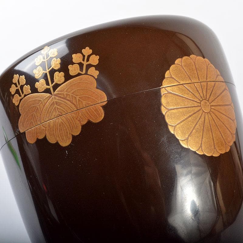 茶道具　塗師　松斎作　溜掻合　桐中棗　淡々斎書付箱　V　R4520